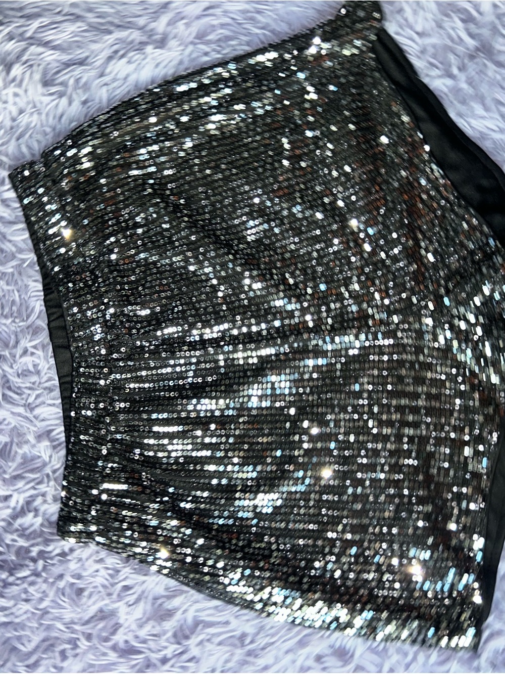 Sequin Mini Shorts - Silver Sparkle